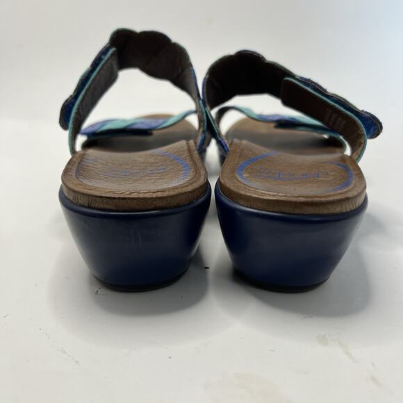 Dansko Sandals Womens 39 Dee Casual Slip On Two Strap Slip On Wedge Slide Blue - Picture 7 of 12